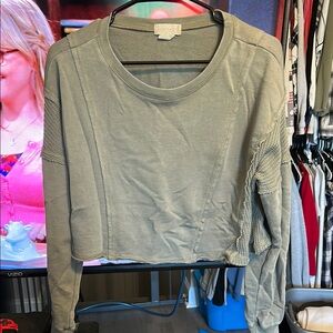 Altar'd State Green Boxy Crop Sweatshirt